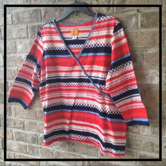 🆕 RED, WHITE & BLUE MULTI STRIPED TOP BY RUBY RD. - Picture 7 of 7